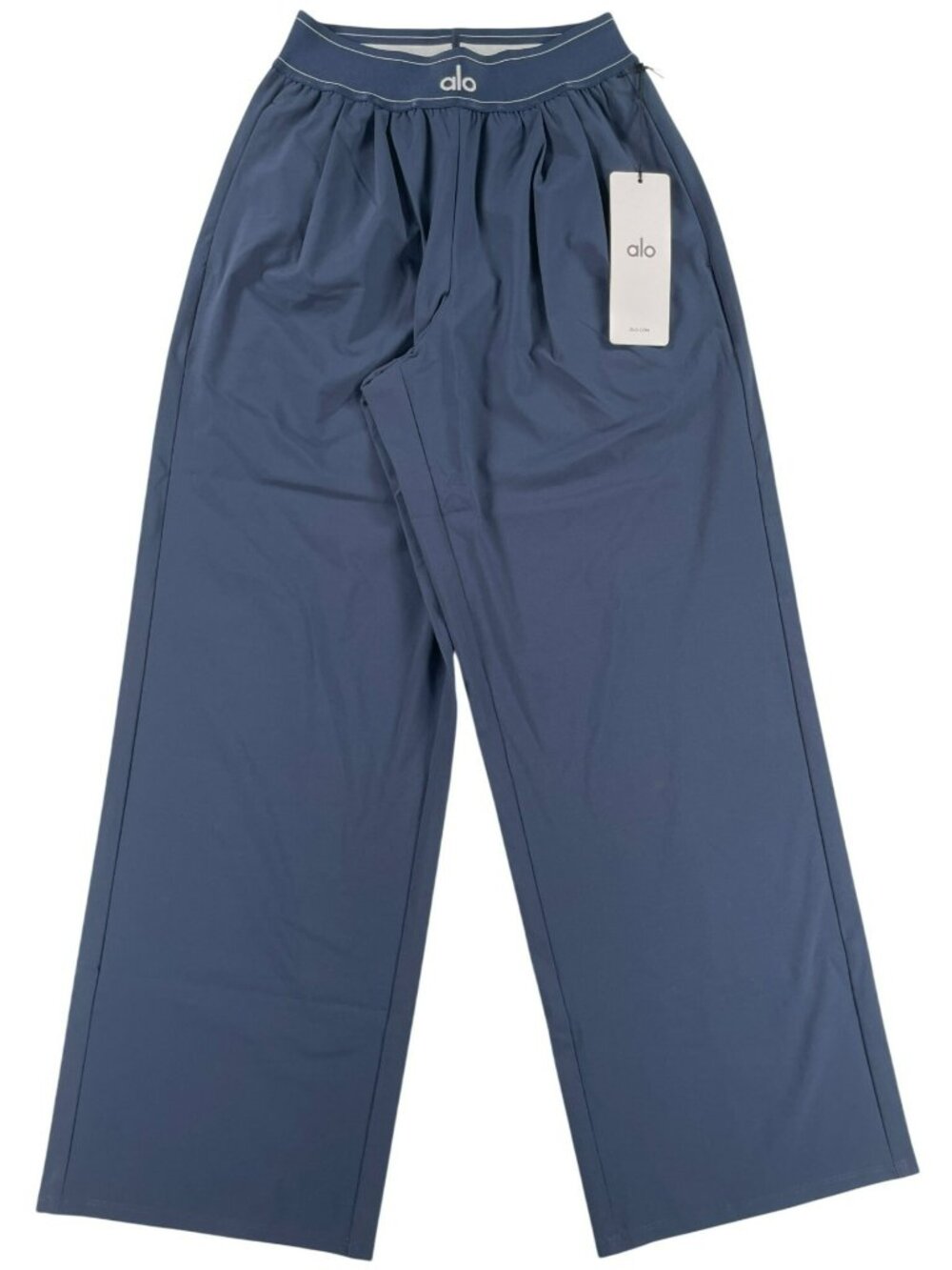 Alo Yoga Suit Up Trousers Navy Polyester Wide-Leg Design Women's Size XXS NEW